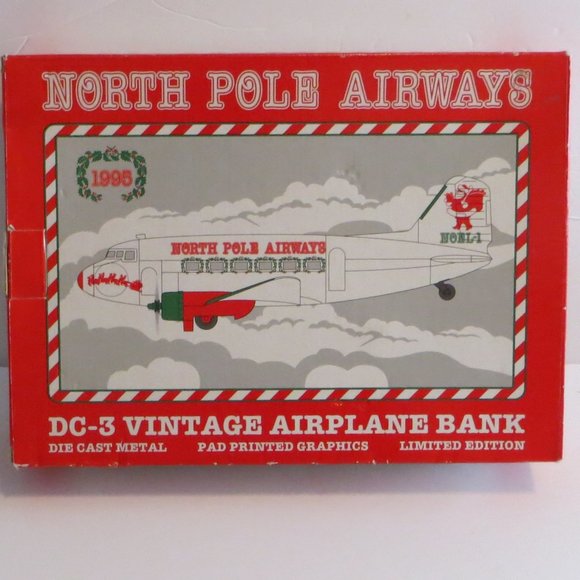 North Pole Airways DC3 Airplane Metal Bank New In Original Box - Picture 1 of 8
